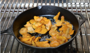 Chanterelles on a grill