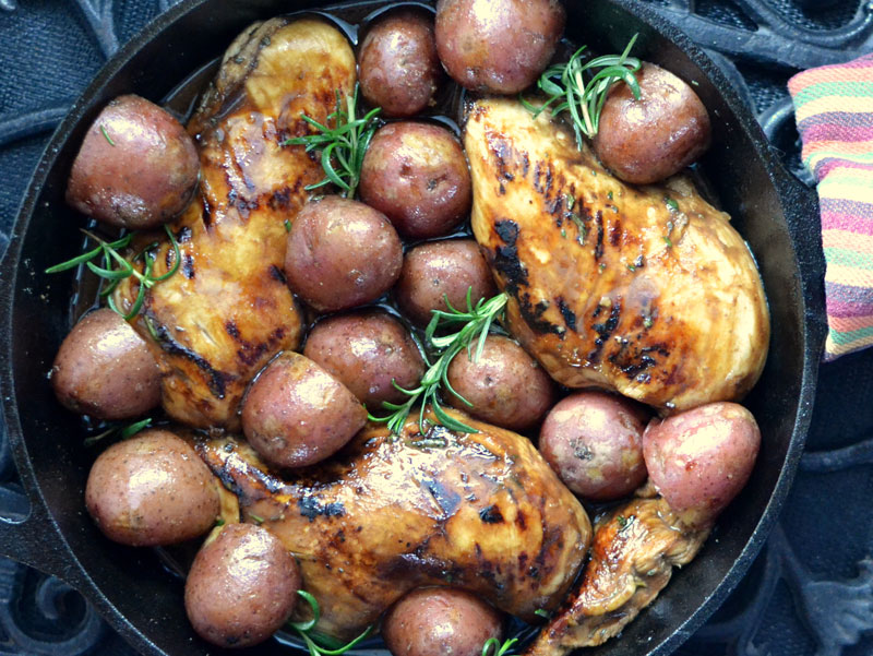 Balsamic Glazed Chicken Recipe With Rosemary and Baby Potatoes Pellet