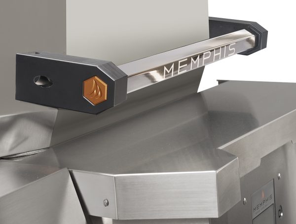 Side view of Memphis Elevate pellet grill handle